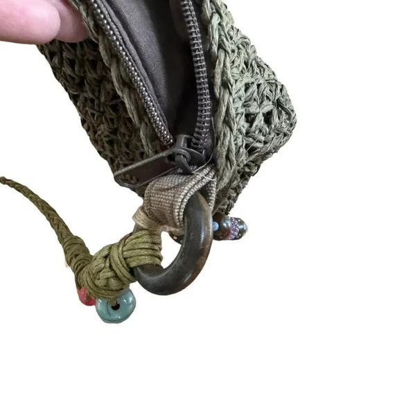 Cappelli Straword Beaded Crossbody Mini Purse Bag Natural Woven Straw - Picture 9 of 10